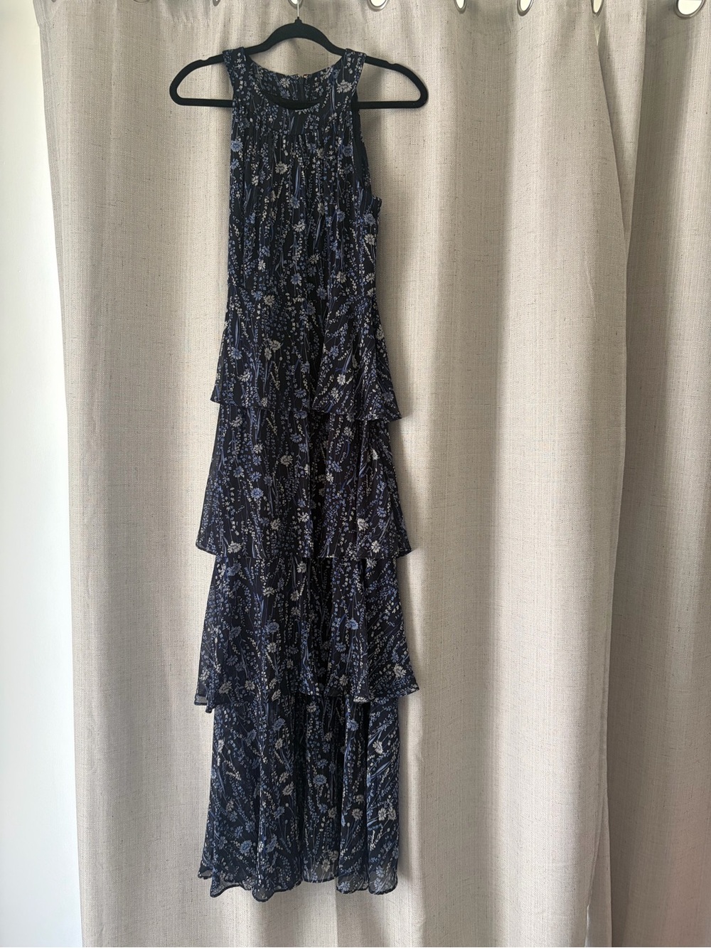 Tommy Hilfiger Navy Floral Tiered Maxi Dress